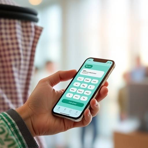 A person making a digital payment with a smartphone in Saudi Arabia