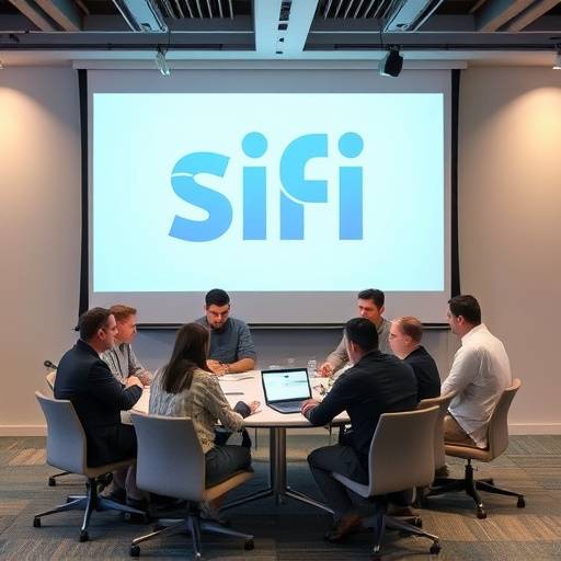 Team of SiFi developers discussing accessibility improvements during a meeting.